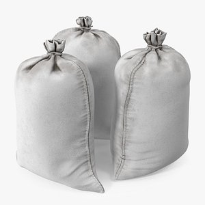 3D model White Polypropylene Sandbags Dirty