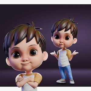 Cartoon Cute Boy Low-poly