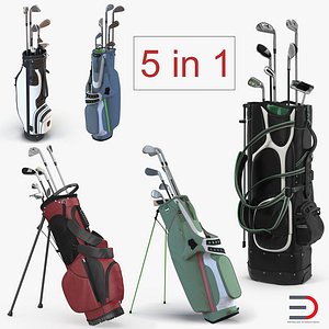 Golf Bag with Clubs 3D Models Collection