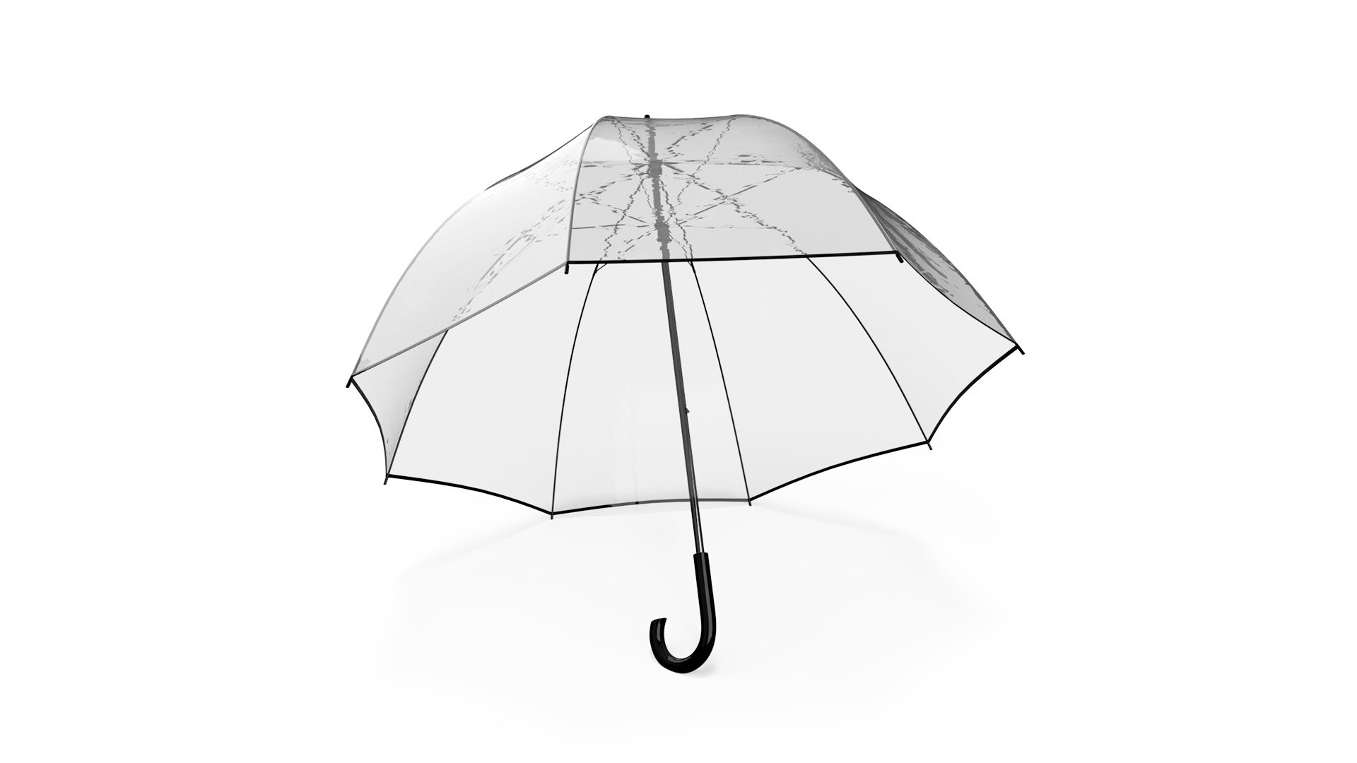 Black Handle Bubble Umbrella 3D model preview