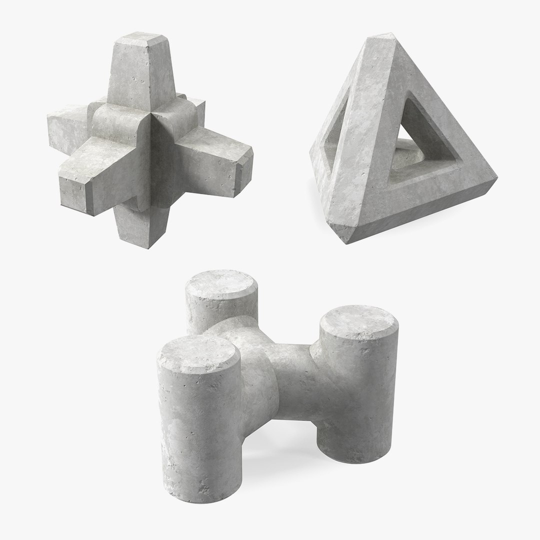 Breakwater Coastal Protection Blocks Collection 3D model preview
