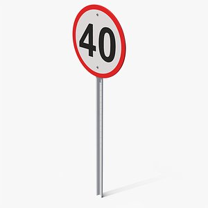 3D Maximum Speed 40 Road Sign model