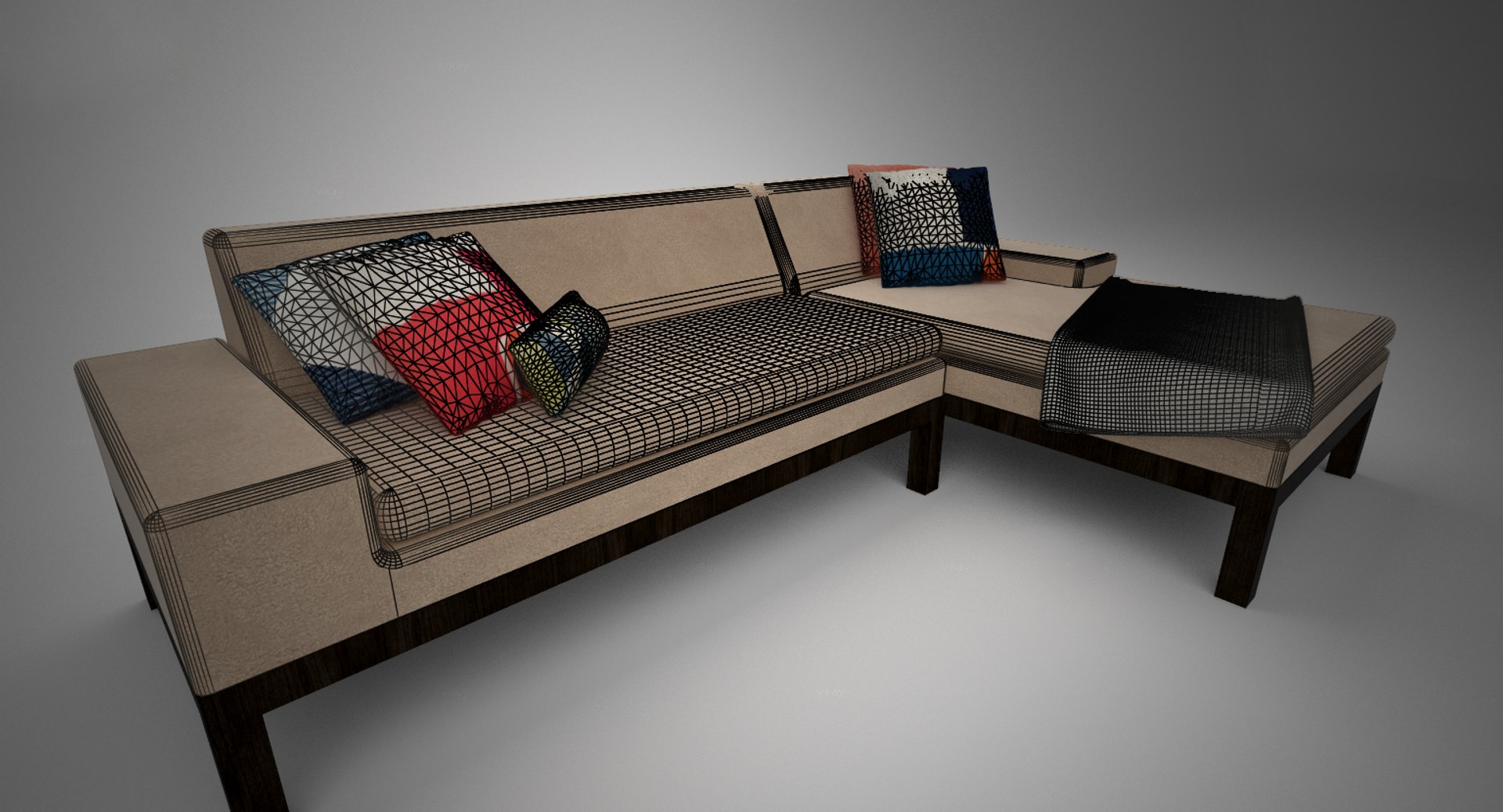 west elm lorimer sofa chaise 3d max