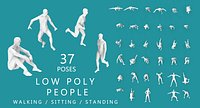 Low Poly People (walking, running,sitting, standing)