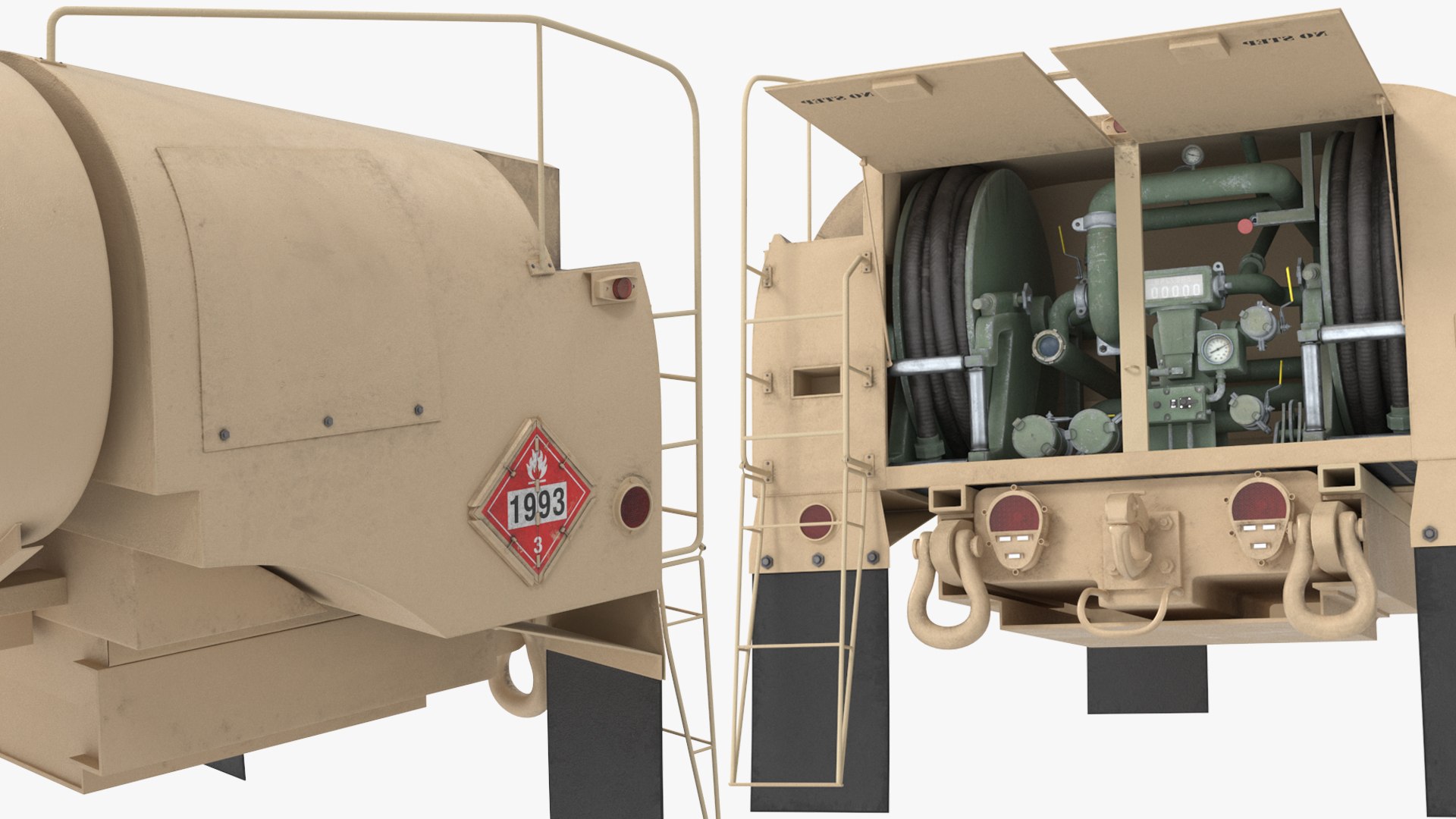 3D Military Fuel Tank Trailer Module With Pump Unit Desert Rigged ...