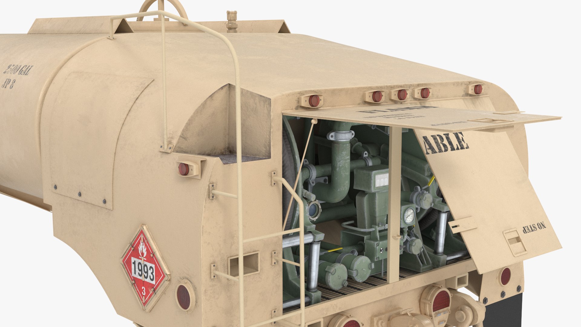 3D Military Fuel Tank Trailer Module With Pump Unit Desert Rigged ...