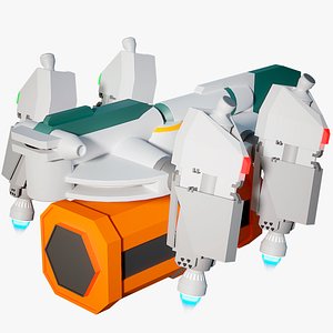 3D 3D Lowpoly Cartoon Cargo Spaceship 05 Rigged PBR