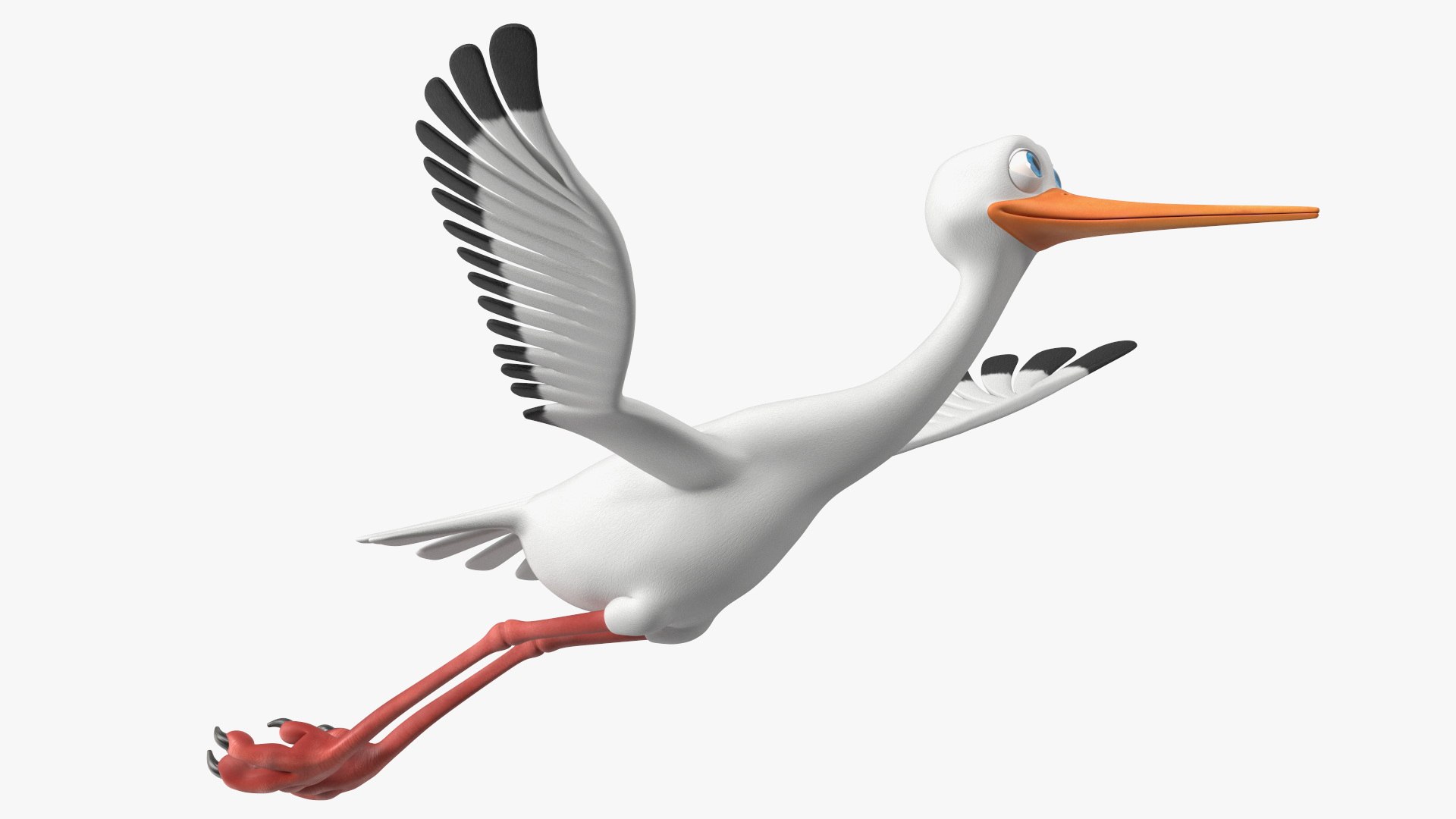 3D Flying Pose Cartoon Stork - TurboSquid 2079669