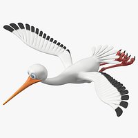 Flying Pose Cartoon Stork