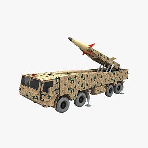3D model Kheibar Shekan-2 Iranian Ballistic Missile Launcher Vehicle
