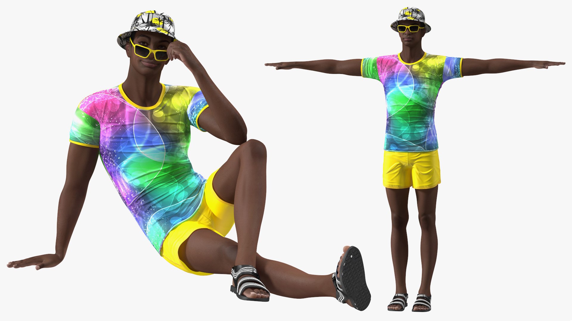 Dark Skin Teenager Beach Style Rigged for Modo 3D model preview