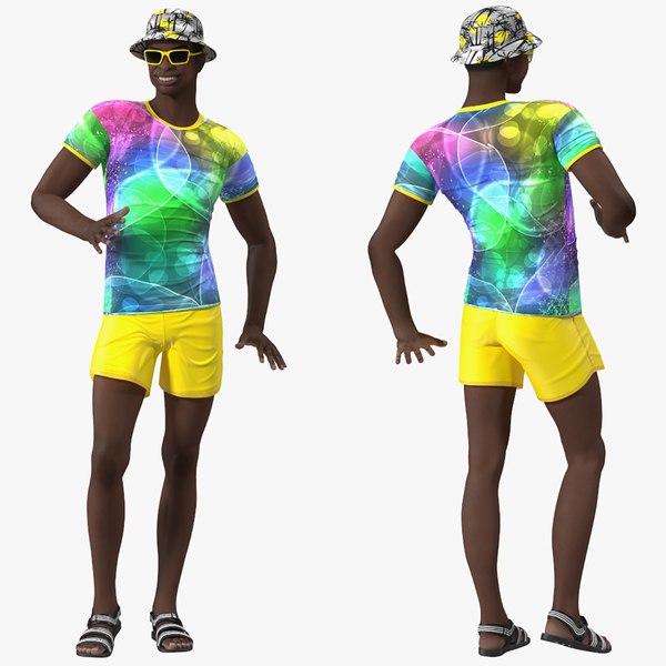 Dark Skin Teenager Beach Style Rigged for Modo 3D model