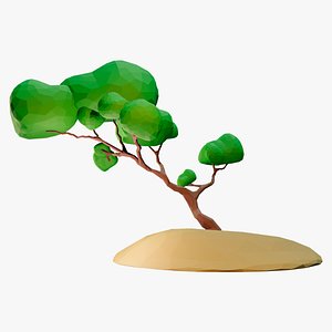 3D Lowpoly Style cartoon tree model
