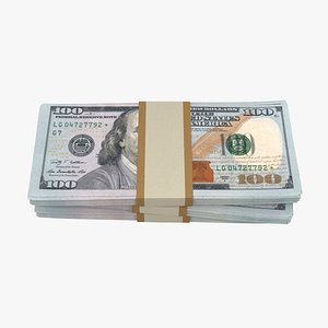Packs of 100 Dollar Bills 3D model