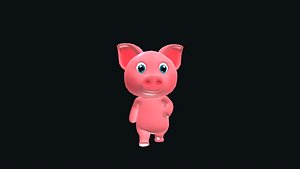 3D Cartoon pig Animated