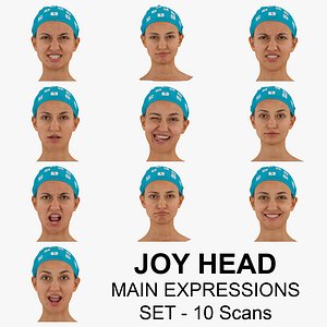 3D Joy Real Head Main Expression Set 10 RAW Scans Collection
