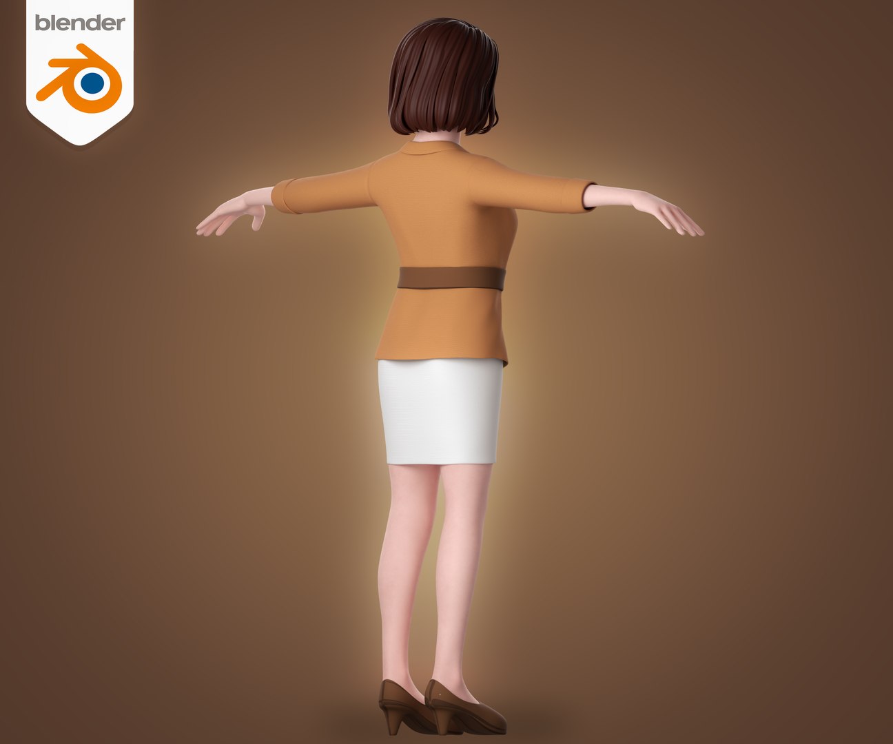 Woman In Brown Formal Dress - Rigged 3D Model - TurboSquid 2387279