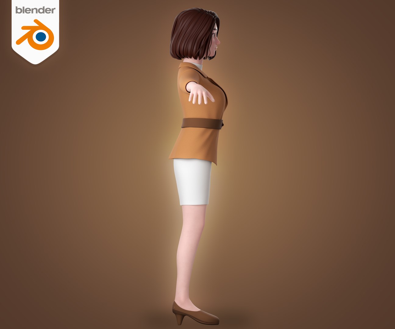 Woman In Brown Formal Dress - Rigged 3D Model - TurboSquid 2387279