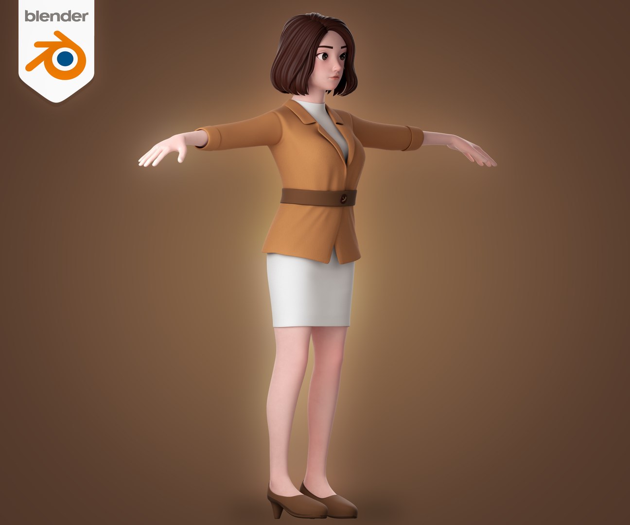Woman In Brown Formal Dress - Rigged 3D Model - TurboSquid 2387279