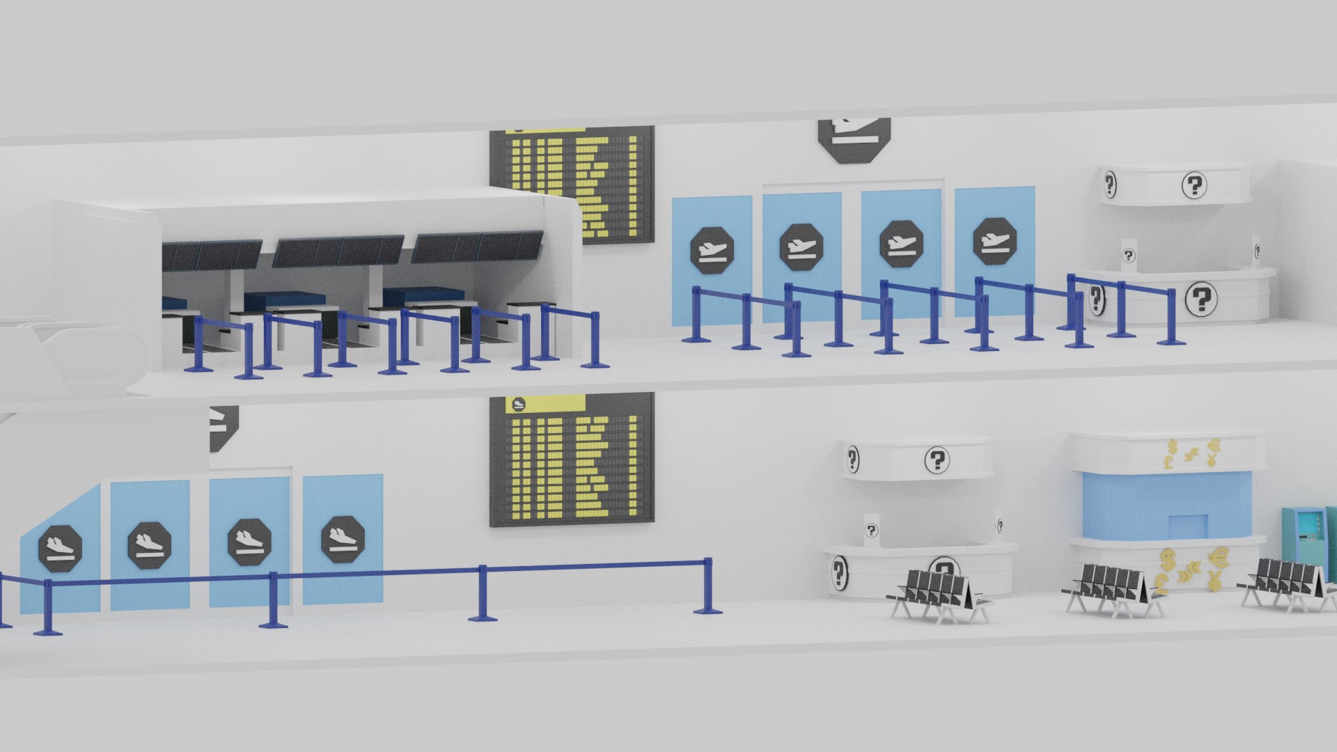 3D Cartoon LowPoly Airport Terminal Interior Scene Model - TurboSquid ...