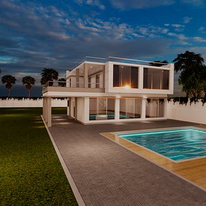 Futuristic Modern Villa 03 3D model