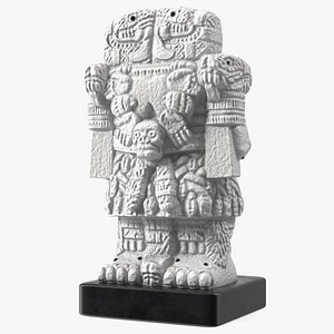 3D Aztec Goddess Coatlicue White Table Figurine model