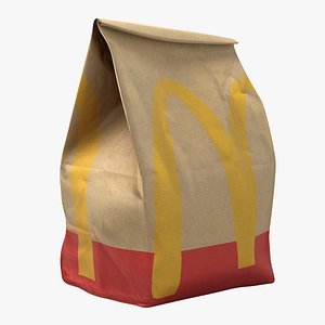 3D Realistic Fast Food Paper Bag