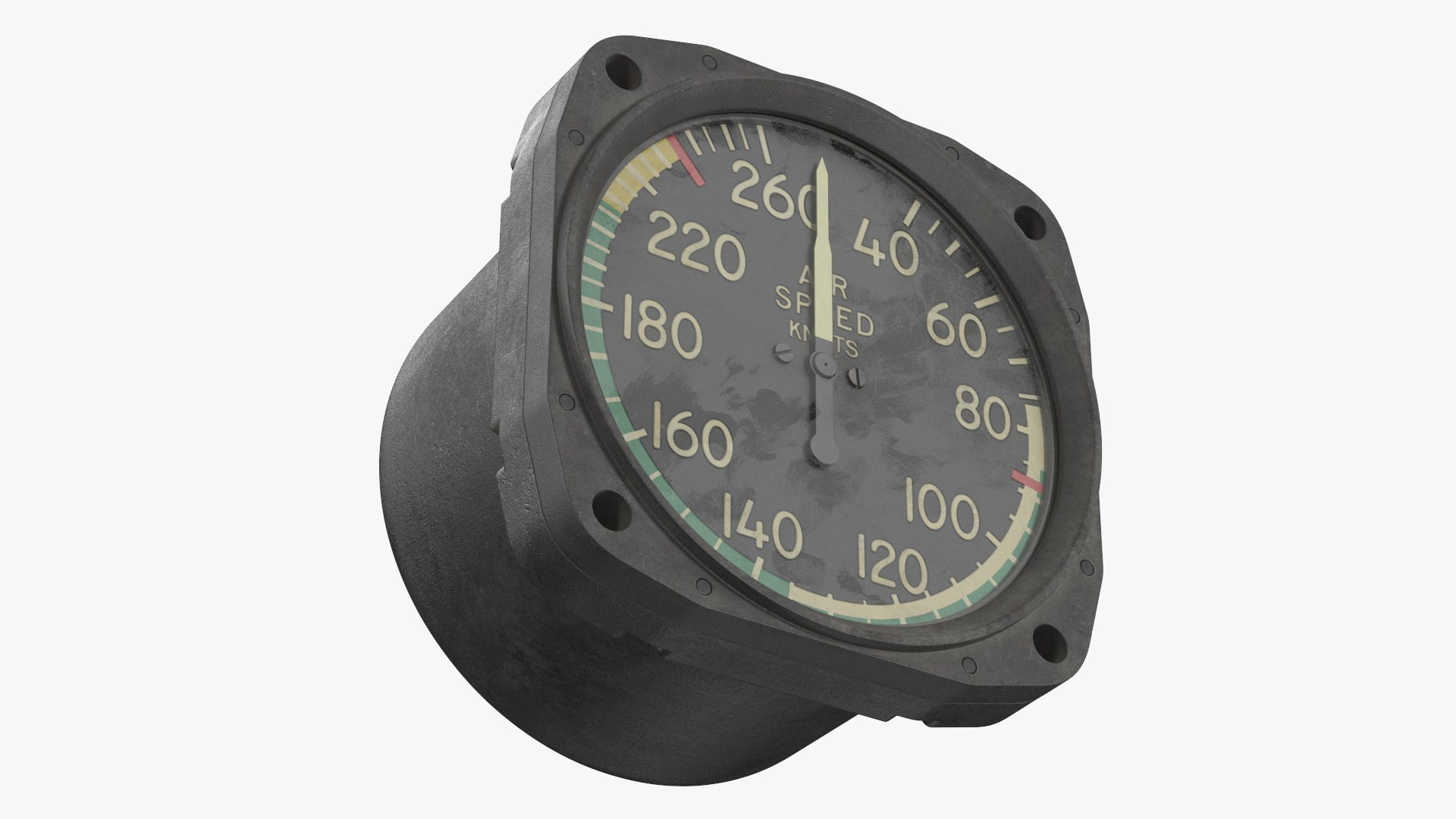 Analog Airspeed Unit 260 Knots Worn Gray 3D model preview
