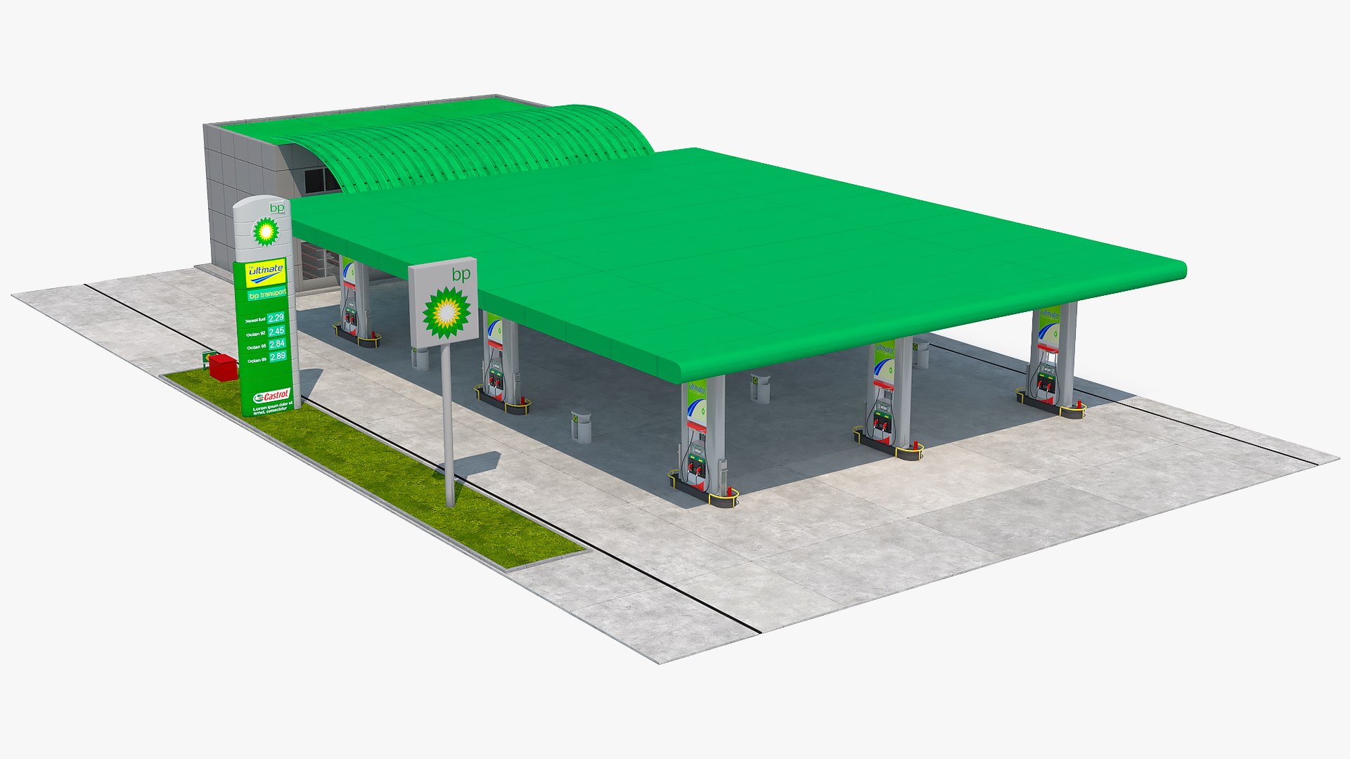 Nova Petrol Station 3D model preview