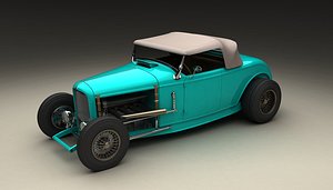 3D hotrod sportscar dragster model