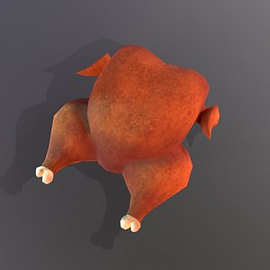 Lowpoly stylized handpainted roasted chicken AR VR game asset 3D model