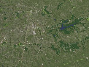Winston-Salem North Carolina USA in 20 km x 20 km - city and urban