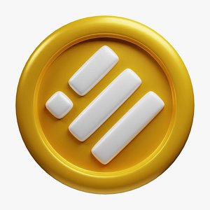 Binance USD or BUSD Gold Crypto Coin with cartoon style 3D