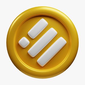 Binance USD or BUSD Gold Crypto Coin with cartoon style