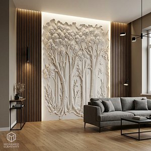 modern panel wall decor set relief stl mural CNC 257 3D model