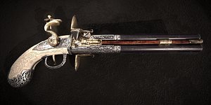 flintlock pistol english 3D model