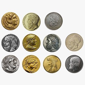 ancient greek coins 3D model