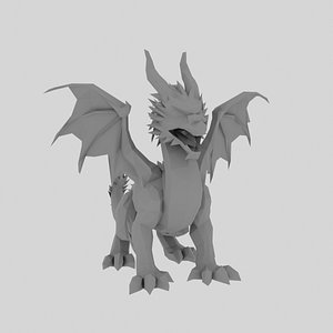3D Statue of Dragon model