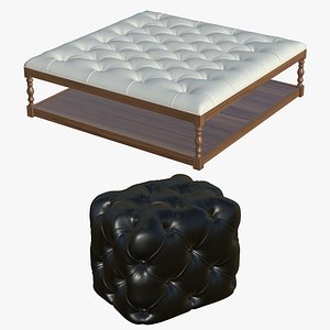 Chesterfield Coffee Table With Ottoman 3D model