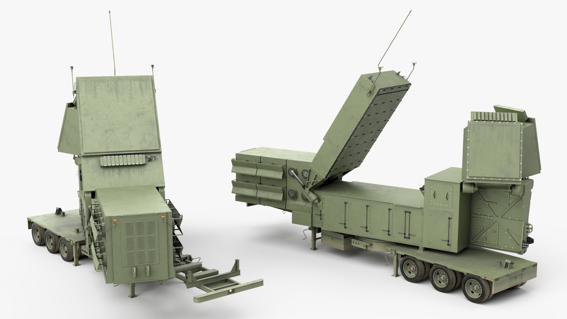 Long Range Surveillance Radar Platform Deployed Rigged 3D model preview