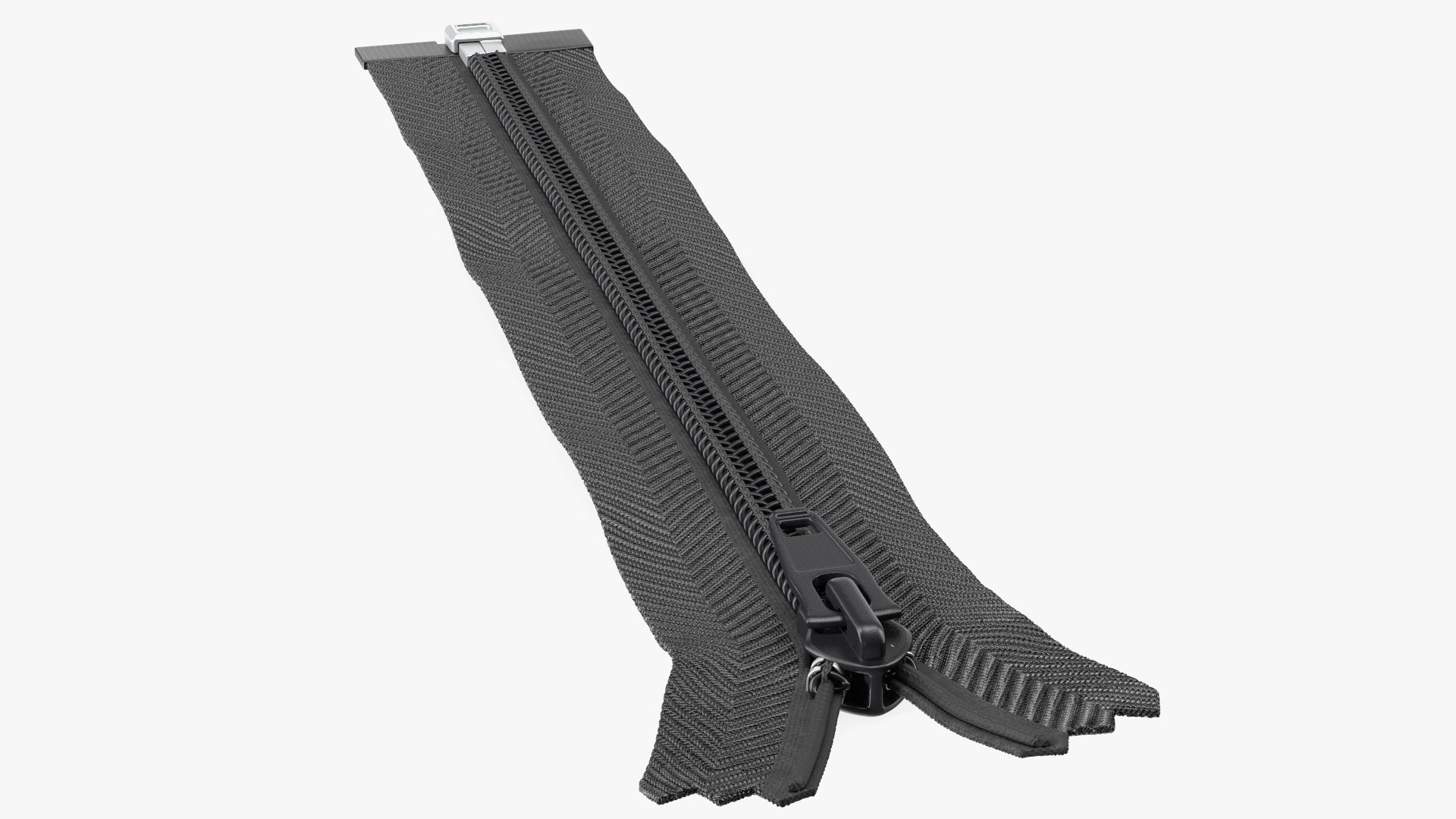 Nylon Coil Separating Zipper Black 3D model preview