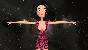 free low poly woman in dress 41
