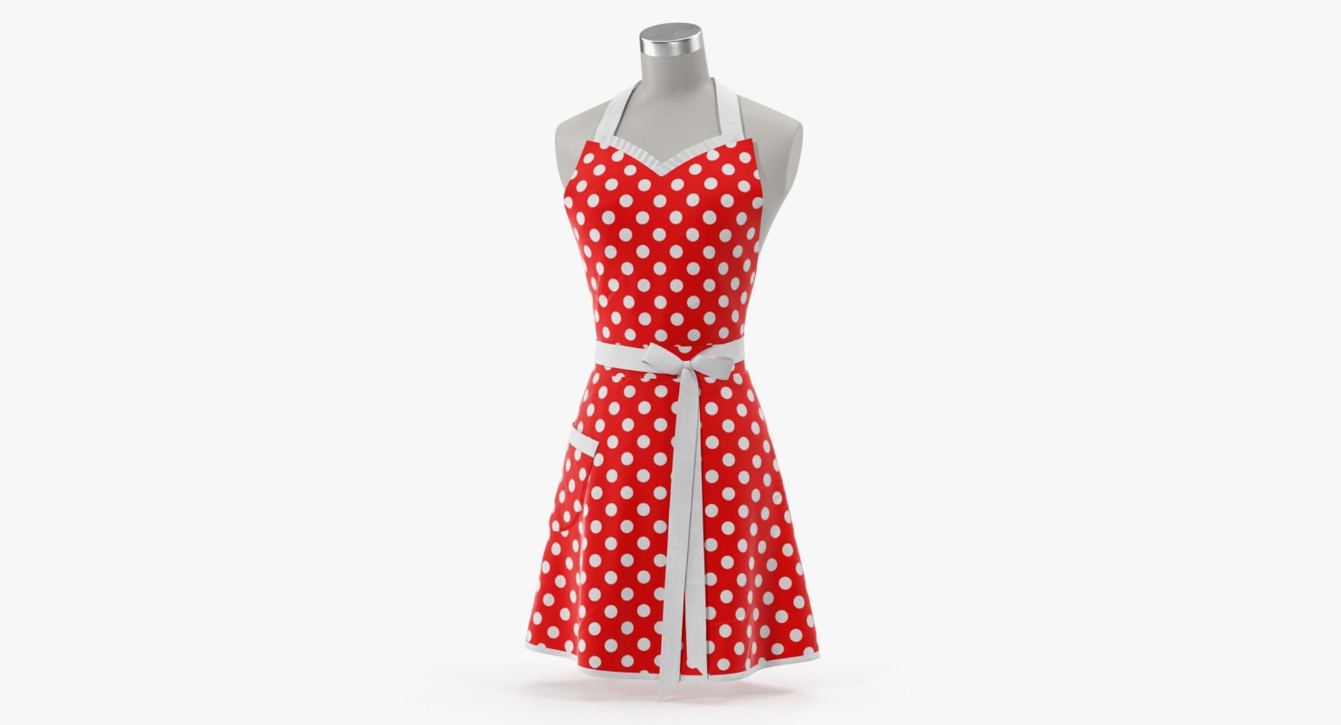 Retro Kitchen Apron on Mannequin 3D model preview
