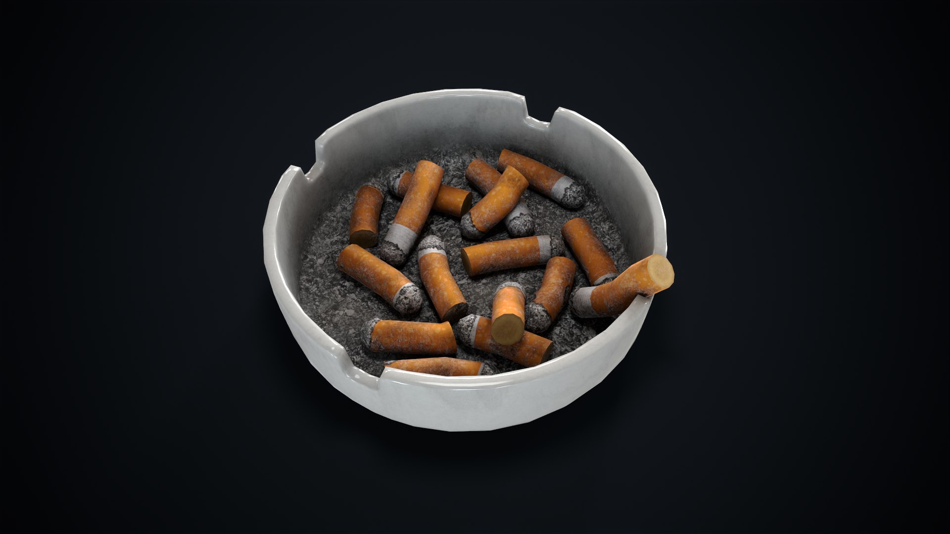 Classic ashtray with cigarette butts 3D - TurboSquid 2043083