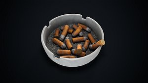 Classic ashtray with cigarette butts