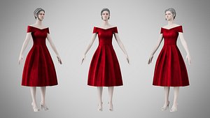 3D Dress 42 Crimson Velvet