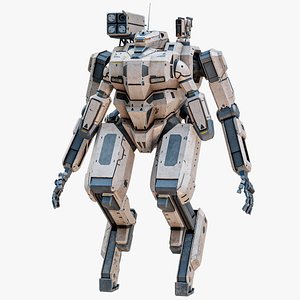 3D Sci-Fi Combat Mech Exoskeleton Suit - Desert PBR
