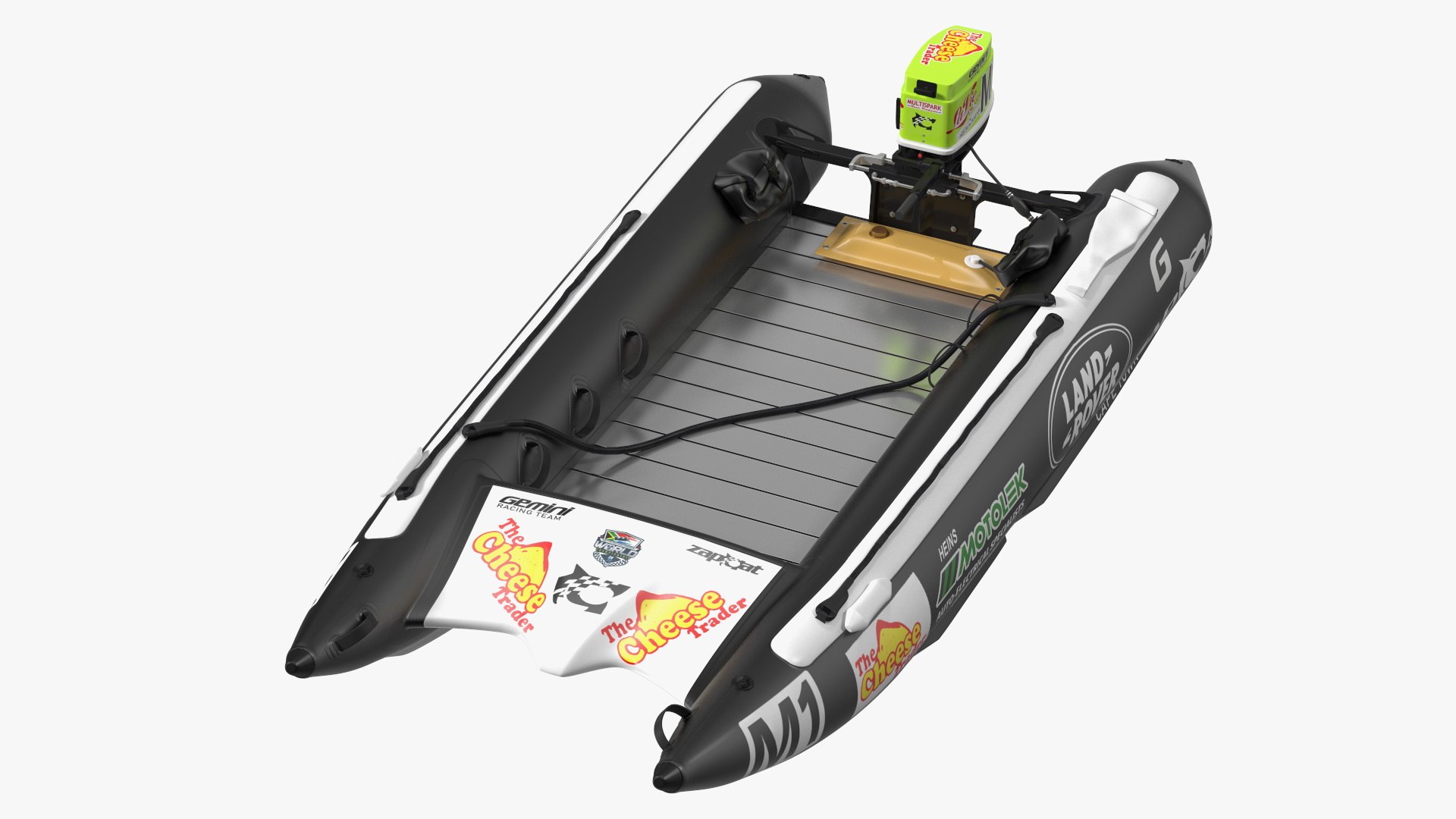 Racing Boat Gemini Zapcat F1 with Engine Black 3D model preview