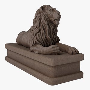 3D Lion statue what lies on the pedestal