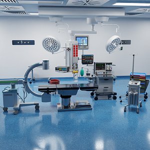 3D fully equipped operating room